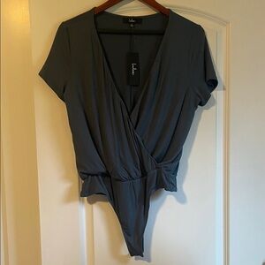 Lulu's Dark Green Wrap Bodysuit Size Large